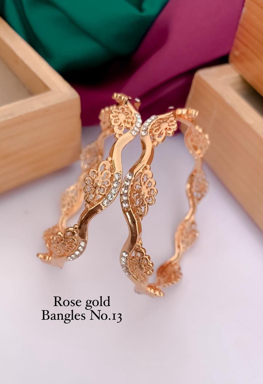  Fancy Design Rose Gold Bangles Set Wholesalers In Delhi
